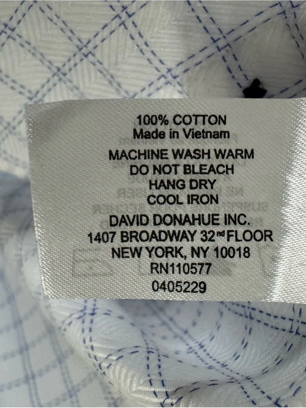 David‎ Donahue White Shirt with Light Blue Windowpane Check